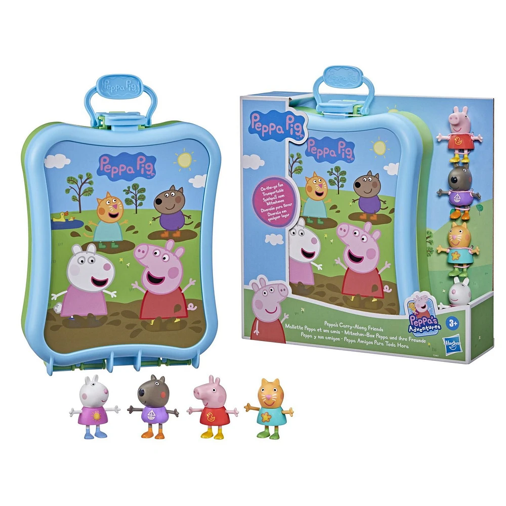 Peppa Pig Peppa's Adventures Peppa's Carry-Along Friends Case Toy, Includes 4 Figures and Carrying Case, Ages 3 and up