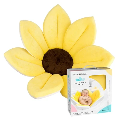 Blooming Bath The Original Baby Bath Seat - Premium Baby Bathtub, Fits Most Sinks - Luxuriously Soft - Newborn to 6 months - Baby Essentials - Baby Gifts - 32" - Yellow Canary