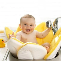 Blooming Bath The Original Baby Bath Seat - Premium Baby Bathtub, Fits Most Sinks - Luxuriously Soft - Newborn to 6 months - Baby Essentials - Baby Gifts - 32" - Yellow Canary