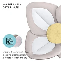 Blooming Bath Lotus Baby Bath Seat - Premium Baby Bathtub, Fits Most Sinks - Newborn to 6 Months - Baby Essentials - Baby Gifts - 33" - Grey/White/Yellow