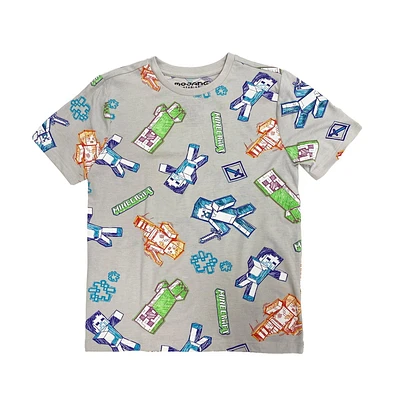 T-shirt à manches courtes Doodle Minecraft pour garçons