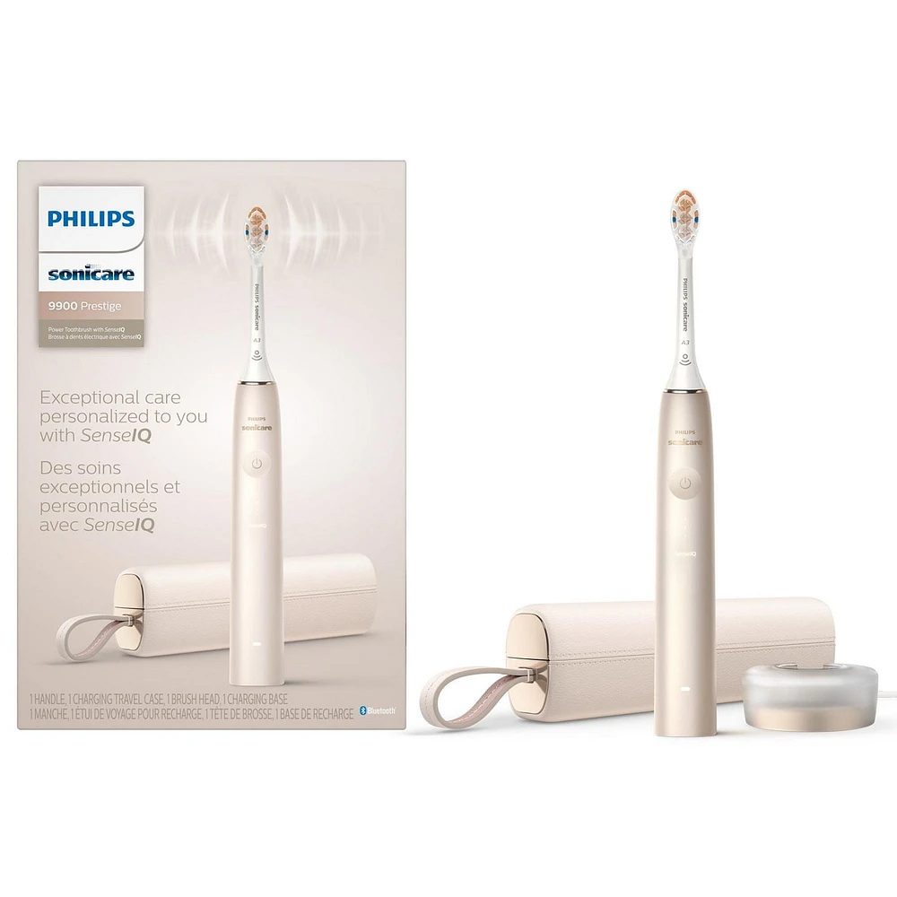 Philips Sonicare Prestige 9900 Rechargeable Toothbrush with SenseIQ (Champagne), HX9990/11