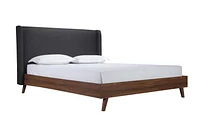 Topline Home Furnishings King Platform Bed with Upholstered Headboard