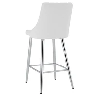 Contemporary Faux Leather and Metal 26" Counter Stool, Set of 2 - White and Chrome