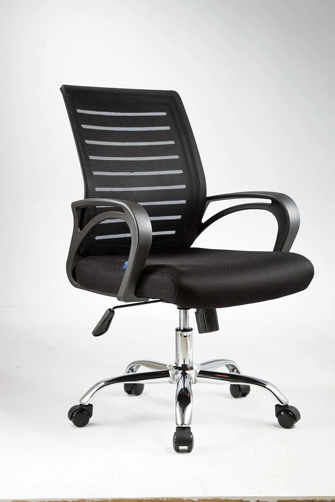 American Imaginations 21.7-in. W 38.2-in. H Traditional Stainless Steel-Plastic-Nylon Office Chair In Black AI-28704