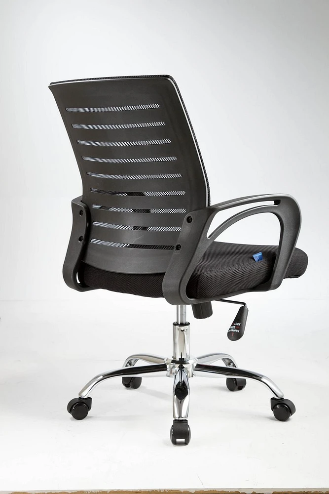 American Imaginations 21.7-in. W 38.2-in. H Traditional Stainless Steel-Plastic-Nylon Office Chair In Black AI-28704