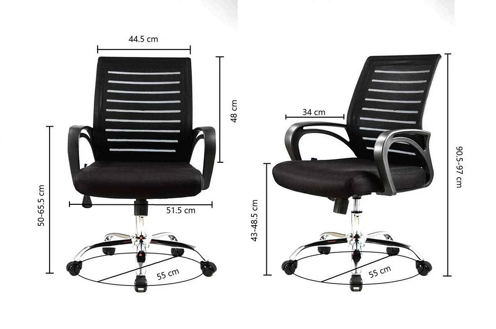 American Imaginations 21.7-in. W 38.2-in. H Traditional Stainless Steel-Plastic-Nylon Office Chair In Black AI-28704