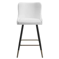 Contemporary Faux Leather and Metal 26" Counter Stool, Set of 2 - White and Black