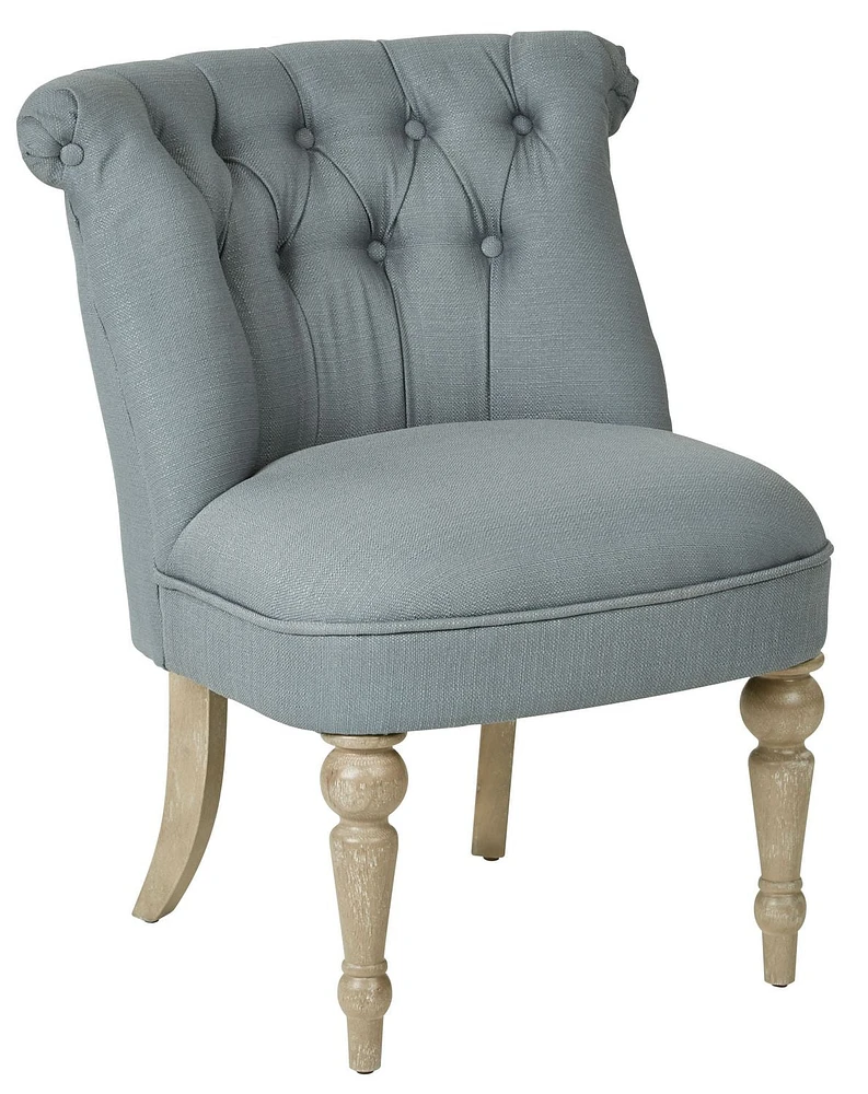 Aubrey Tufted Side Chair With Klein Sea Fabric and Solid Wood Legs