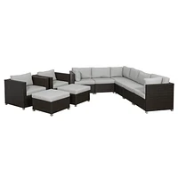 Innesbrook Collection 10-Piece Aluminum Patio Conversation Set with Grey Cushions