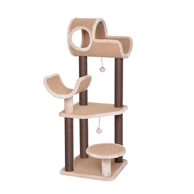 Catry Camel Arbre à chat avec tapis, griffoirs et jouets