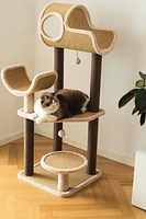 Catry Camel Large Carpeted Cat Tree with Scratchers & Toys