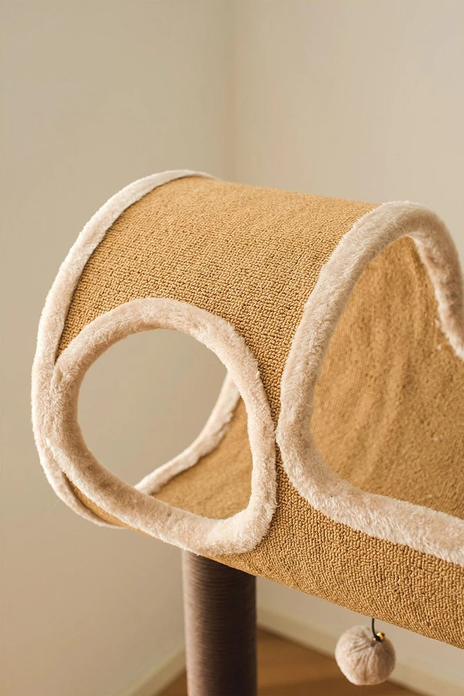 Catry Camel Large Carpeted Cat Tree with Scratchers & Toys