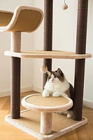 Catry Camel Large Carpeted Cat Tree with Scratchers & Toys