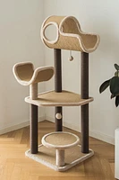 Catry Camel Large Carpeted Cat Tree with Scratchers & Toys