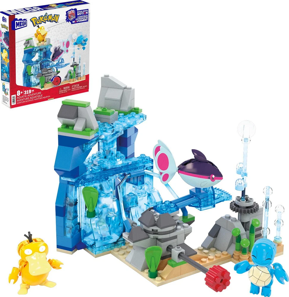 MEGA Pokémon Aquatic Adventure Building Toy Kit, with 3 Action Figures (319 Pieces) for Kids, Ages 8+