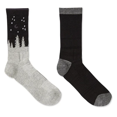 Paquet de 2 paires de chaussettes mi-mollet haute performance en mélange de laine de qualité supérieure Ozark Trail pour femmes Pointures de chaussures 4 à 10