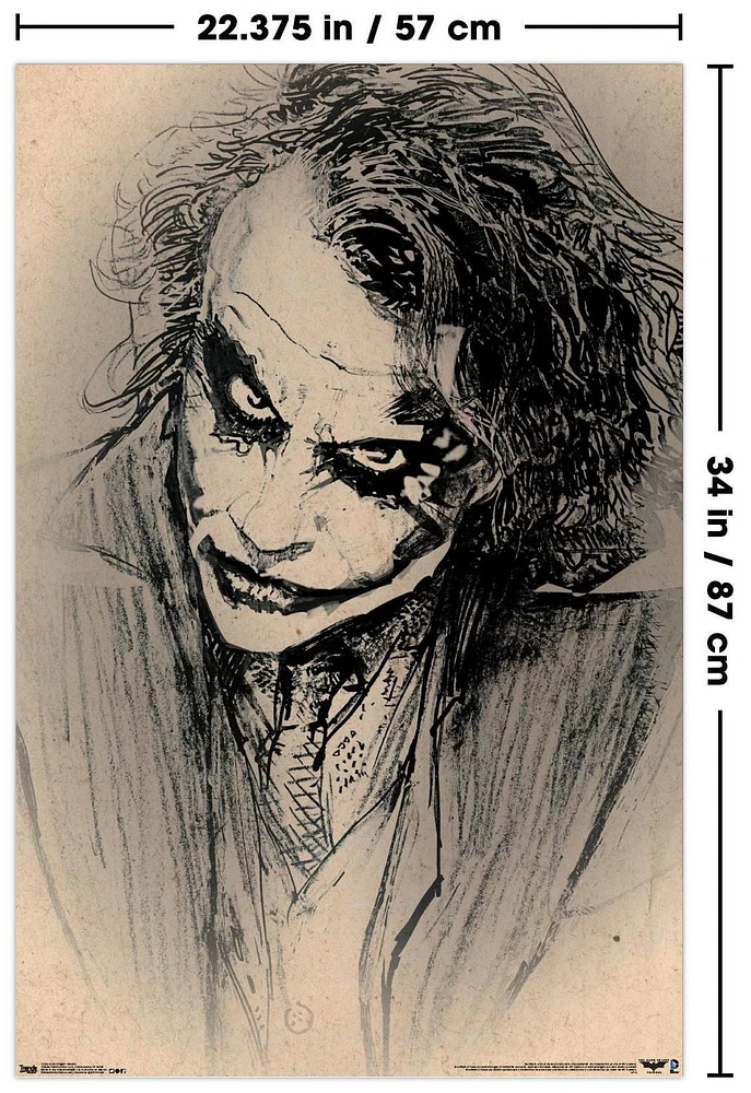 DC Comics Movie The Dark Knight - The Joker - Sketch Wall Poster, 22.375" x 34"