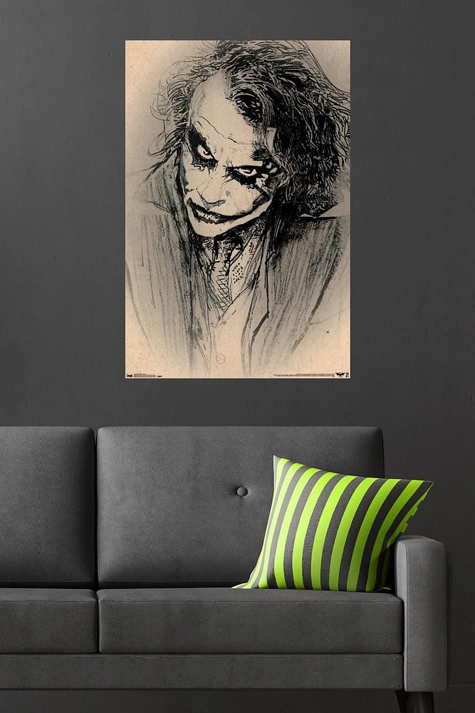 DC Comics Movie The Dark Knight - The Joker - Sketch Wall Poster, 22.375" x 34"