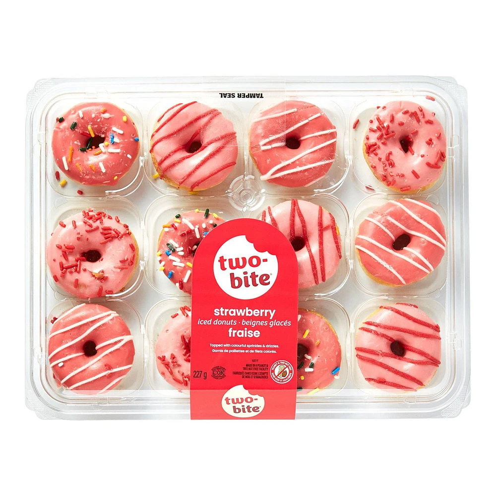 Two-Bite Strawberry Iced Donuts, 12 donuts, 227 g