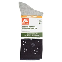 Paquet de 2 paires de chaussettes mi-mollet haute performance en mélange de laine de qualité supérieure Ozark Trail pour femmes Pointures de chaussures 4 à 10