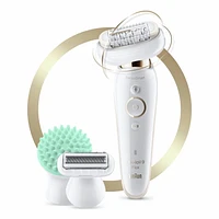 Braun Silk-épil 9 Flex 9-020 - Epilator for Women with Flexible Head for Easier Hair Removal, White/Gold