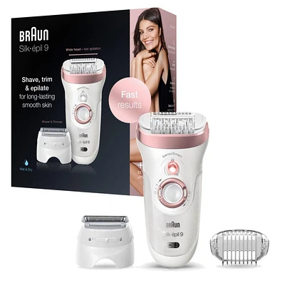 Braun Silk-épil 9 9-720 Epilator for Women for Long-Lasting Hair Removal, White/Bronze