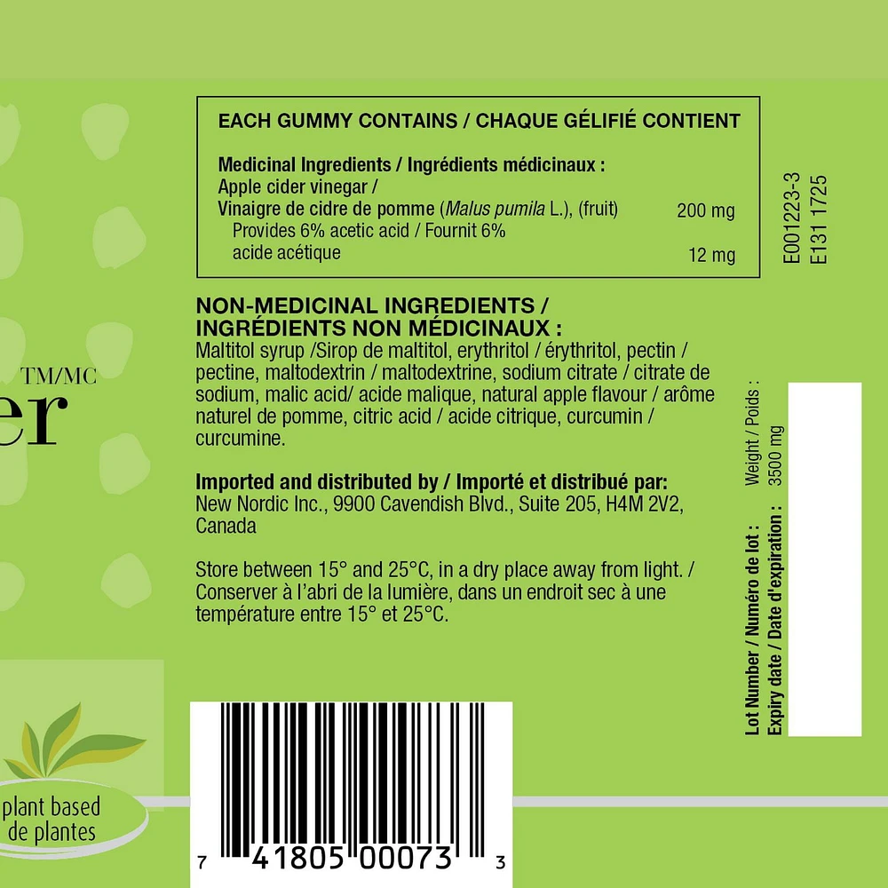 New Nordic Apple Cider Gummies - 60 gummies, Vegan and sugar free gummies