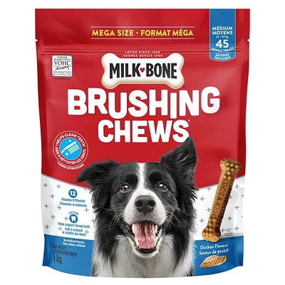 Milk-Bone Brushing Chews Dental Dog Treats for Medium Dogs, 227g-1kg (12-45 Treats)