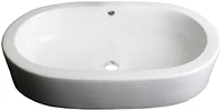 American Imaginations 25.25-in. W Semi-Recessed White Bathroom Vessel Sink Set For Deck Mount Drilling AI