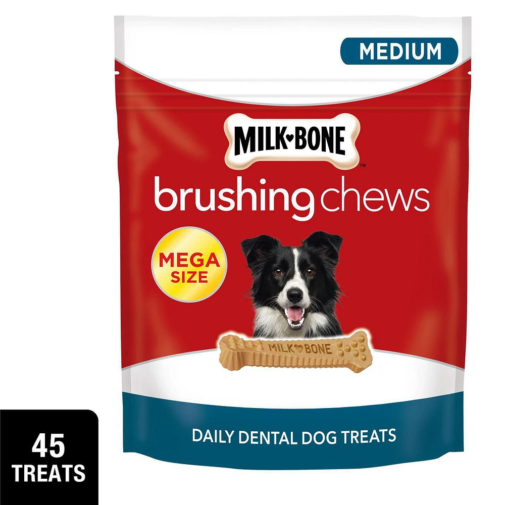 Milk-Bone Brushing Chews Dental Dog Treats for Medium Dogs, 227g-1kg (12-45 Treats)