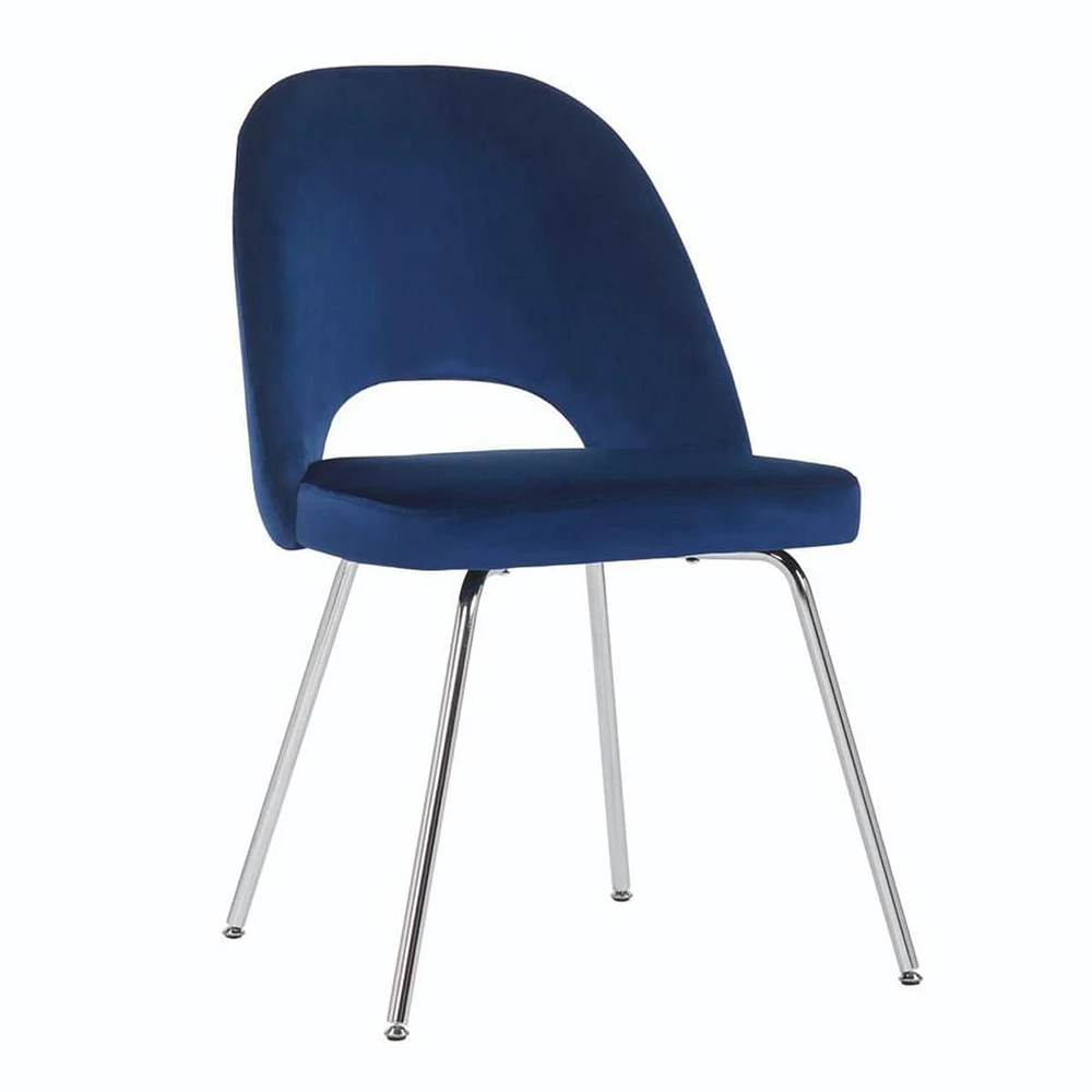 Take Me Home Alice Velvet Dining Chair, Blue seat and Gold Legs.