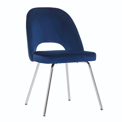 Take Me Home Alice Velvet Dining Chair – Comfortable and Sturdy Chair with Blue Velvet Seat and Sleek Chrome Legs, Perfect for Modern Dining Spaces