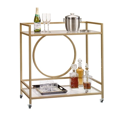 Sauder International Lux Bar Cart, Satin Gold, 417828