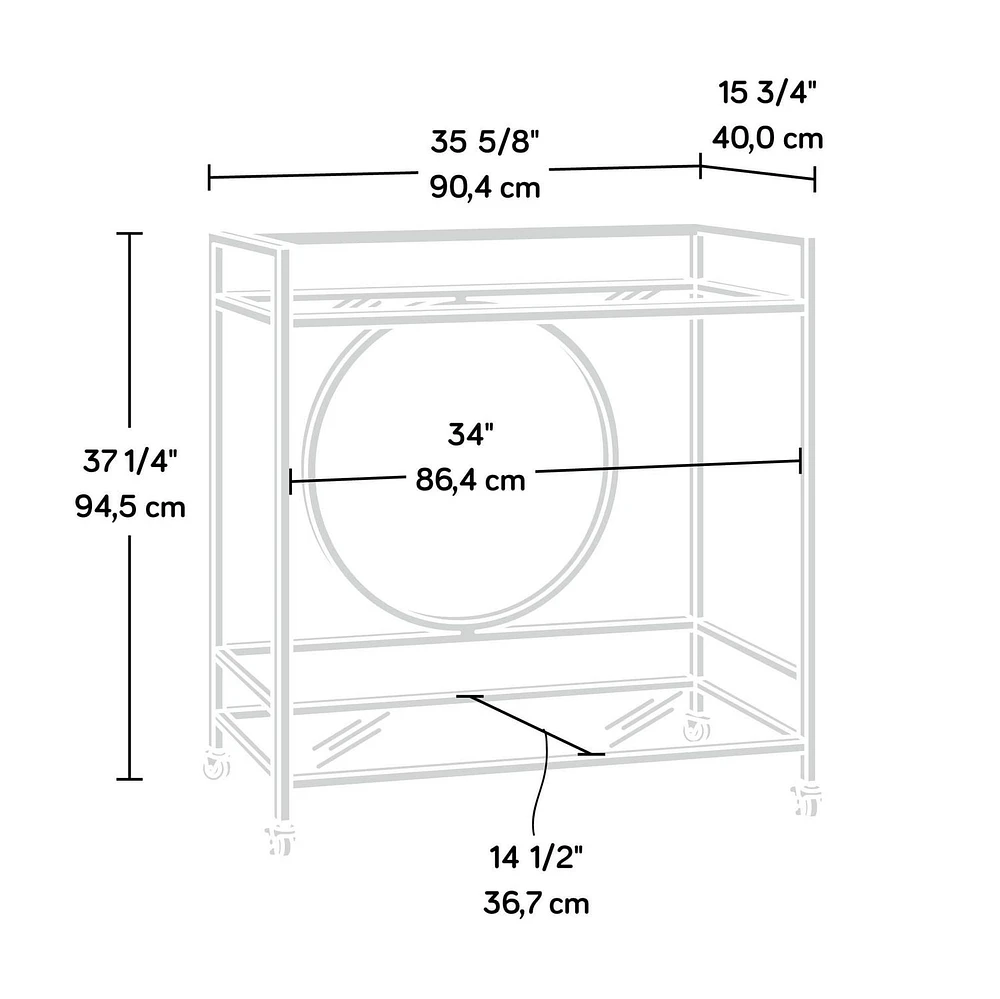 Sauder International Lux Bar Cart, Satin Gold, 417828