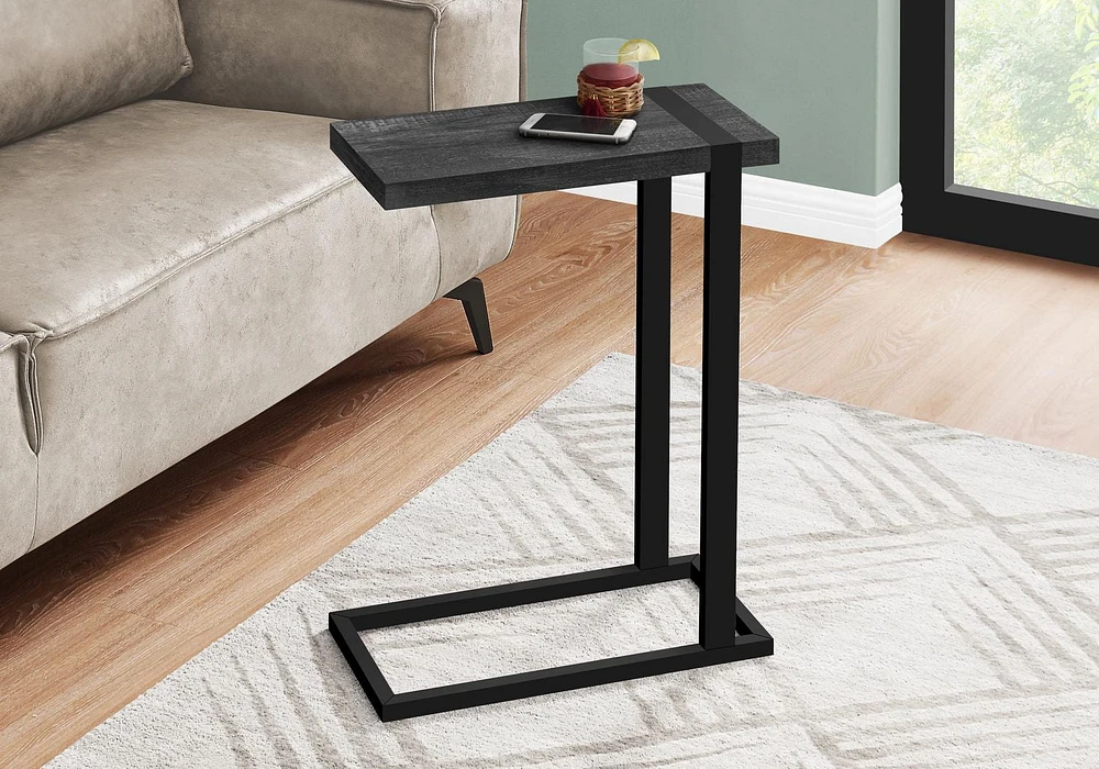 Monarch Specialties Accent Table, C-shaped, End, Side, Snack, Living Room, Bedroom, Metal, Laminate, Black, Contemporary, Modern