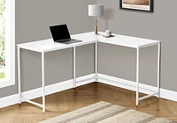 Monarch Specialties Computer Desk, Home Office, Corner, 58"l, L Shape, Work, Laptop, Metal, Laminate, White, Contemporary, Modern