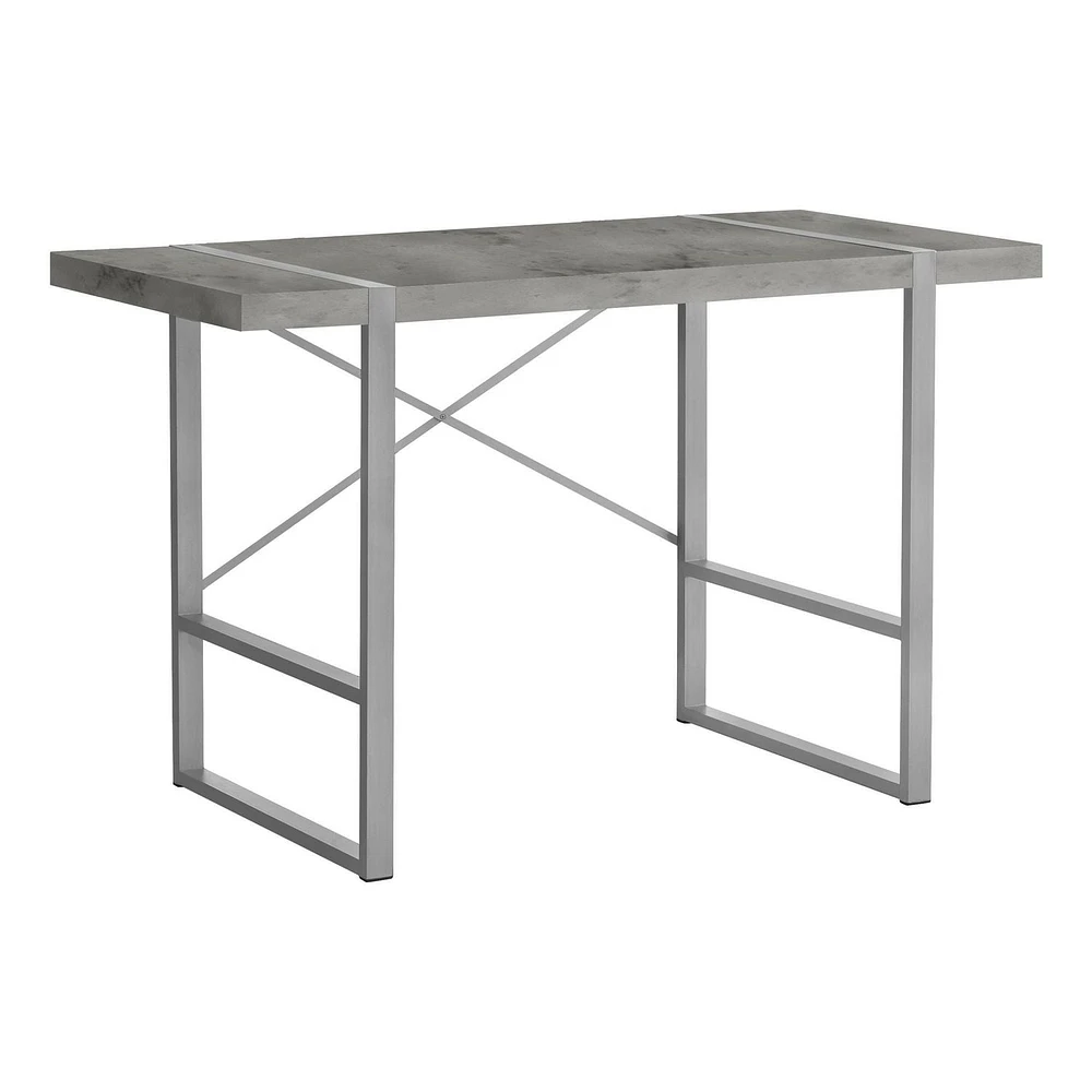 Monarch Specialties Computer Desk, Home Office, Laptop, 48"l, Work, Metal, Laminate, Grey, Contemporary, Modern