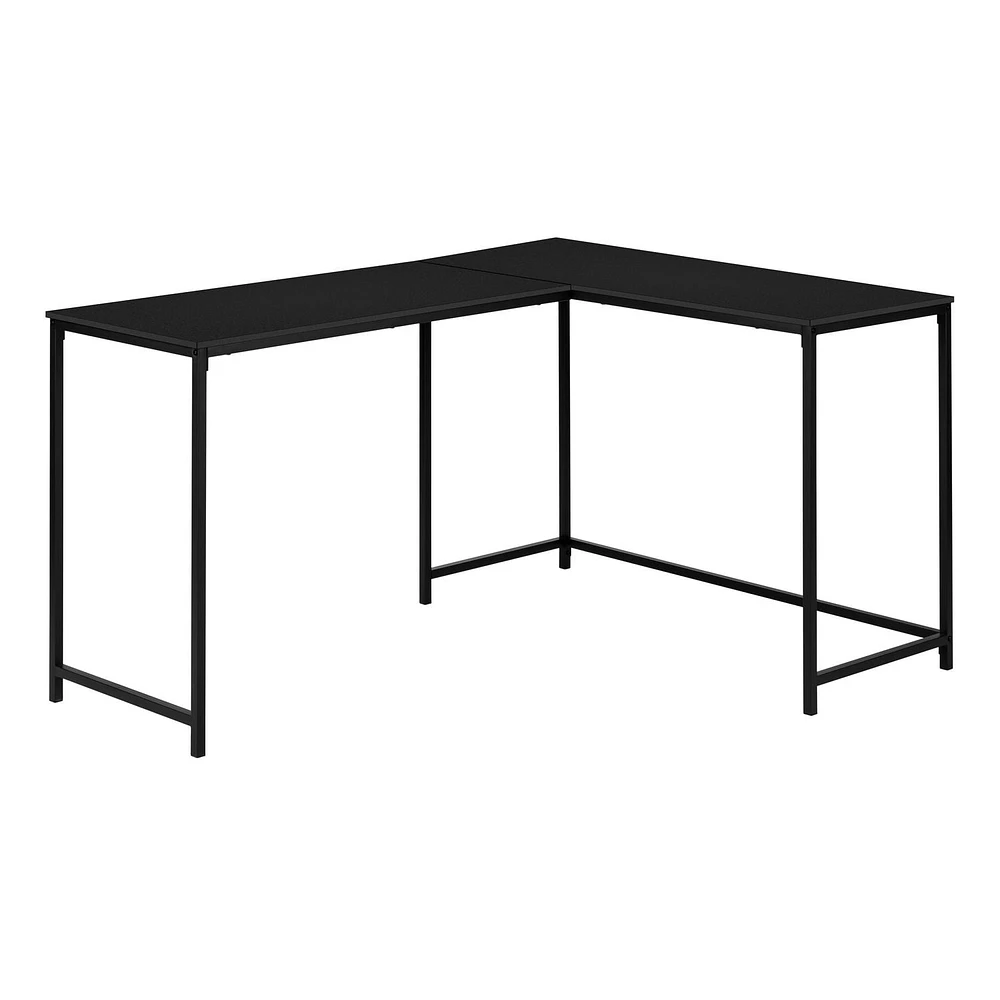 Monarch Specialties Computer Desk, Home Office, Corner, 58"l, L Shape, Work, Laptop, Metal, Laminate, Black, Contemporary, Modern