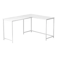 Monarch Specialties Computer Desk, Home Office, Corner, 58"l, L Shape, Work, Laptop, Metal, Laminate, White, Contemporary, Modern