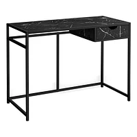 Monarch Specialties Computer Desk, Home Office, Laptop, Storage Drawer, 42"l, Work, Metal, Laminate, Black Marble Look, Contemporary, Modern