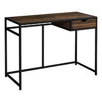 Monarch Specialties Computer Desk, Home Office, Laptop, Storage Drawer, 42"l, Work, Metal, Laminate, Brown, Black, Contemporary, Modern