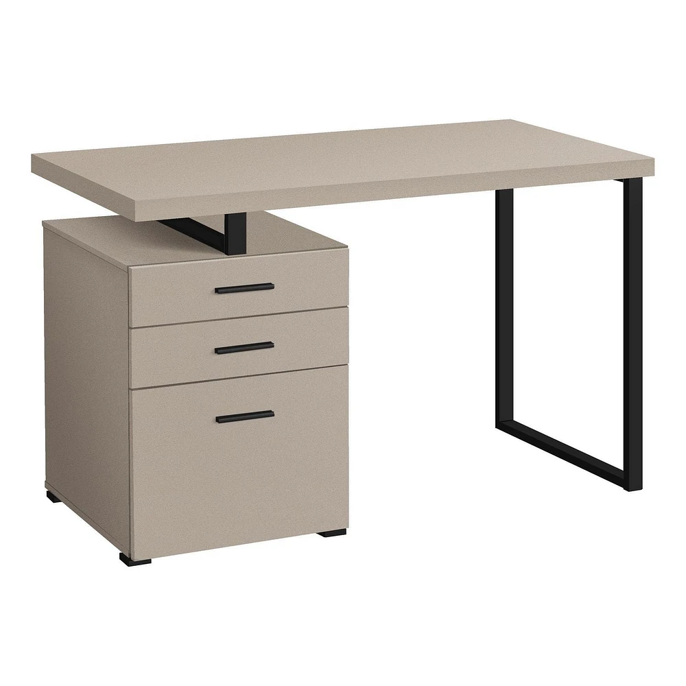 Monarch Specialties Computer Desk, Home Office, Laptop, Left, Right Set-up, Storage Drawers, 48"l, Work, Metal, Laminate, Beige, Black, Contemporary, Modern