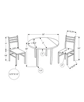 Monarch Specialties Dining Table Set, 3pcs Set, Small, 35" Drop Leaf, Kitchen, Metal, Laminate, Brown, Black, Contemporary, Modern