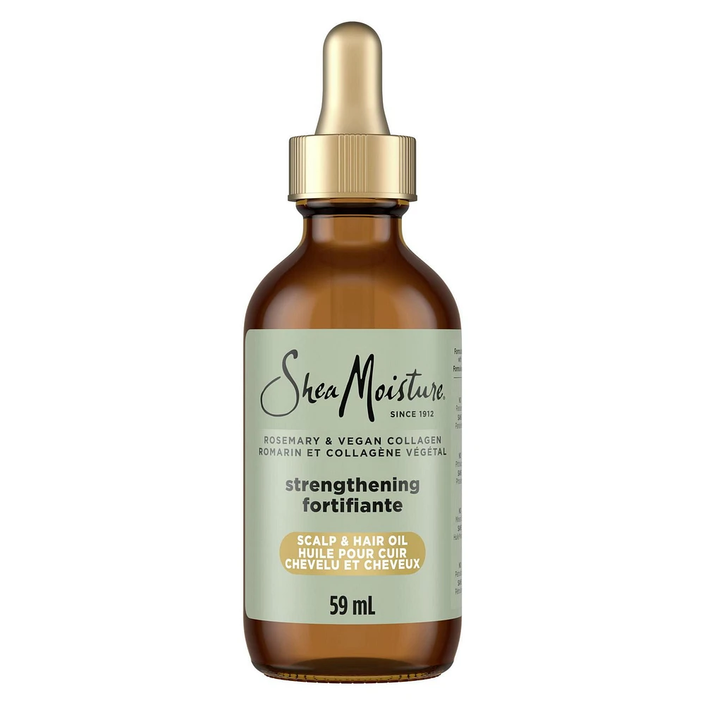 SheaMoisture Strengthening Scalp & Hair Oil with Rosemary & Vegan Collagen & ScalpBoost Technology to Promote Length Retention & Invigorate the Scalp, 59 ML, 59 ML