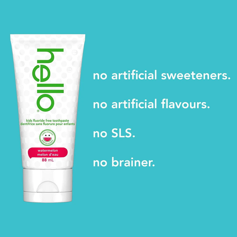 Hello Watermelon All Ages Kids Fluoride Free Toothpaste - 88 mL, Hello Watermelon Kids Toothpaste