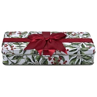 HOLIDAY TIME BOW SQUARE TIN SMALL