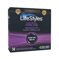 LifeStyles Natural Feeling Premium Lubricated Natural Rubber Latex Condoms 36CT, 36 Latex condoms
