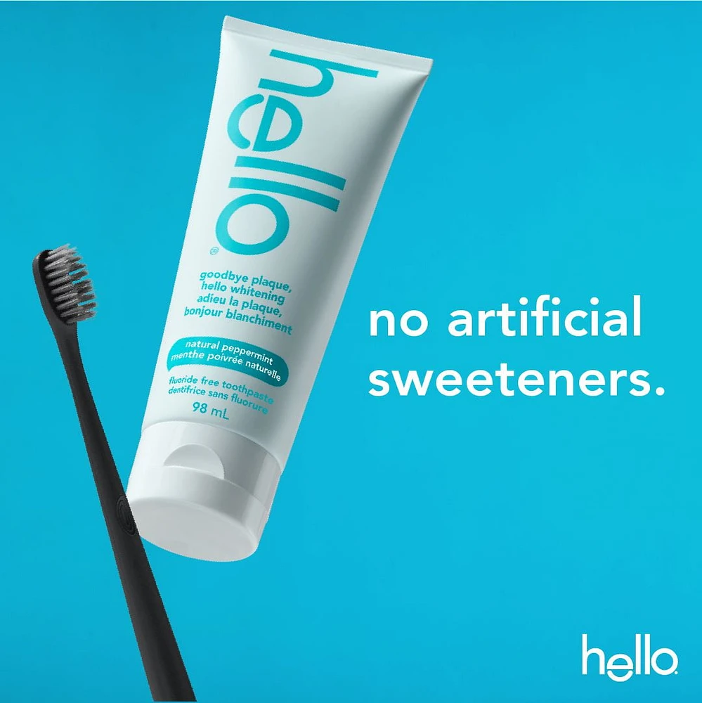 Hello Goodbye Plaque, Hello Whitening Fluoride Free Toothpaste - 98 mL, Hello Goodbye Plaque Toothpaste