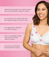 Exquisite FORM® entièrement -#9600531 Soutien-gorge de posture couvrant, à bonnets souples et en coton, dentelle, fermeture sur le devant, sans fil Tailles Disponibles 38C - 46DD